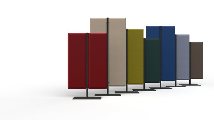PANNEAUX ACOUSTIQUES - Sur pied  - TREND Totem H.140cm base coloris noir et tissu vert olive