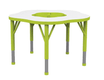 Table JUK plateau mélaminé piètement acier - fleur D90 cm - T1 à T3 - Blanc/vert pomme