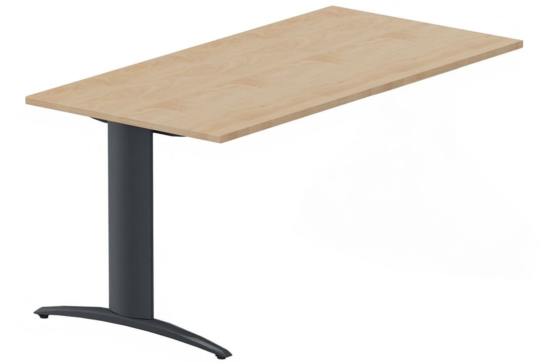 Module composable pied i, L.180xP.80cm, suivant, plateau hêtre, structure anthracite, plateau hêtre, structure anthracite