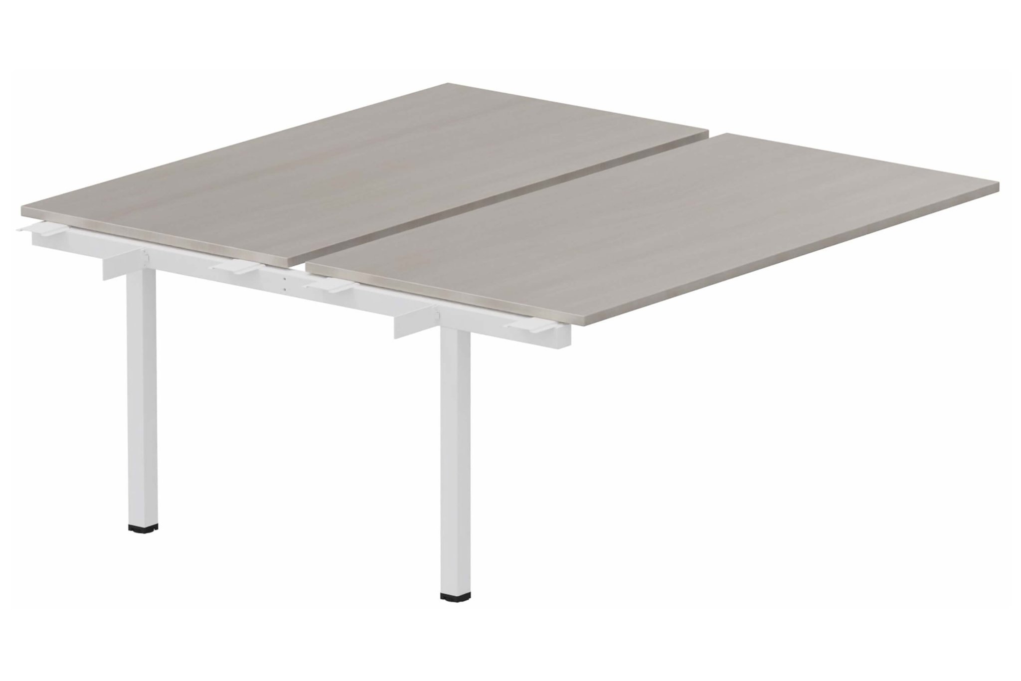 K3 Bench suivant 2 plateaux fixes 140x80cm encombrement 140x165cm, plateau acacia, structure blanc