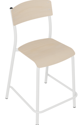 SCOLAIRE - Apprendre - Chaise haute ANTIB assise et dossier bois Blueprotech® piètement époxy - H60 cm