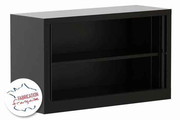 ARMOIRES A RIDEAUX - Largeur 120 cm - Armoire à rideaux H69,5xL120cm 1 tablette coffre noir/rideaux noir - sur délai