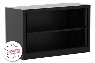ARMOIRES A RIDEAUX - Largeur 120 cm - Armoire à rideaux H69,5xL120cm 1 tablette coffre noir/rideaux noir - sur délai