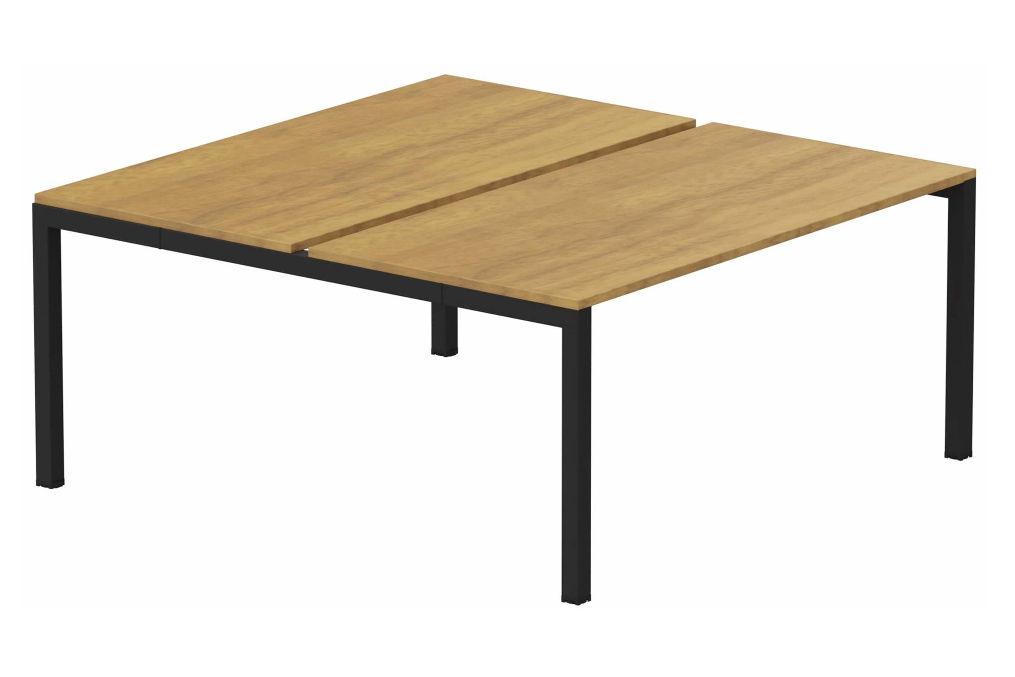k3 - Bench départ 2 Plateaux fixes 140x80 (encombrement P165XL140cm) -Finitions : PLATEAUX: NOYER (NO) / PIETEMENTS: NOIR GRAINE MAT (NG ) / 