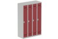 Vestiaire industrie propre 4 portes (fermeture cadenas) H180xL120xP50cm coffre gris clair/ porte(s) rouge