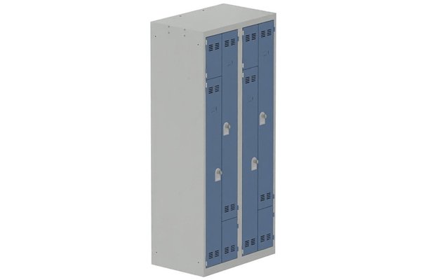 [Pas de famille] - [Pas de sous famille] - Vestiaire gain de place 2 colonnes (fermeture cadenas) H,180xL,80xP,50cm coffre gris clair/portes bleu