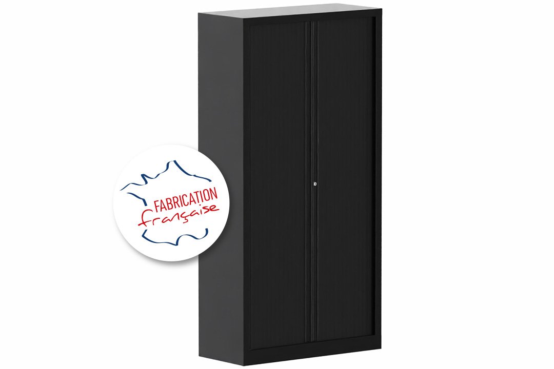 Armoire à rideaux 3P H198XL100XP43 4 Tablettes , coffre noir/ rideaux noir