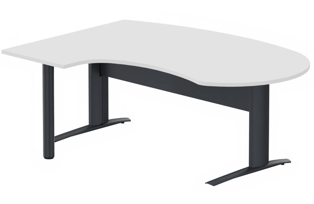 K1 VDF métal compact 90° manager 190x141x104x60cm sur pied de soutien, plateau blanc, structure anthracite