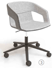 VISITEURS ET FONCTIONNELS - Sur roulettes - Melody - Fauteuil Pietement roulettes Alu poli noir (A). Tissu Int Vinyle (D19) - Tissu Ext Vinyle (D19)