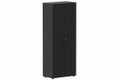 Armoire mélamine H196xL100cm portes bois, Finitions= Top de finition : noir / Corps d'armoire et tablettes : noir / Façade :noir
