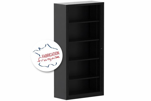 ARMOIRES A RIDEAUX - Largeur 100 cm - Armoire à rideaux 3P H198XL100XP43 4 Tablettes , coffre noir/ rideaux noir