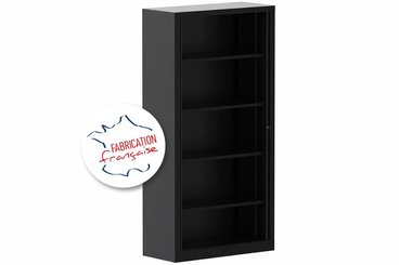 ARMOIRES A RIDEAUX - Largeur 100 cm - Armoire à rideaux 3P H198XL100XP43 4 Tablettes , coffre noir/ rideaux noir
