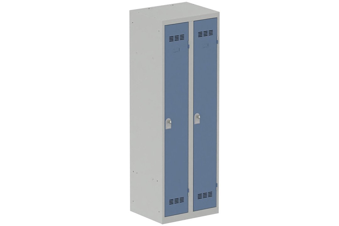 Vestiaire industrie propre 2 portes (fermeture cadenas) H180xL60xP50cm coffre gris clair/ porte(s) bleu