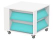 Table à nouveautés mobile mélaminé 4 tablettes époxy - L109,6xP109,6 xH87,5 cm