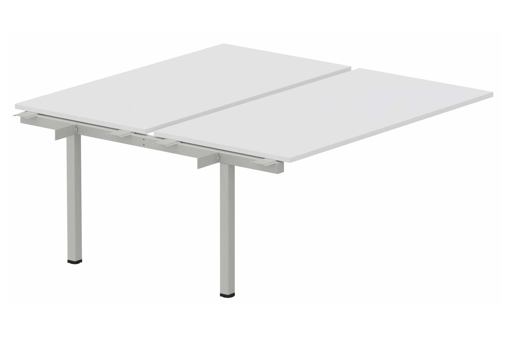 K3 Bench suivant 2 plateaux fixes 140x80cm encombrement 140x165cm blanc/aluminium - sur délai