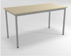 DECO Table forme rectangulaire L.120xP.60xH.75cm, mélamine chêne, pieds alu