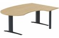k1 Poutre - Plan compact 90° asymétrique Manager 190x141x104 / 60cm, pied de soutien sous retour à droite -Finitions : PLATEAUX: CHENE (CE) / PIETEMENTS: ANTHRACITE (AN)