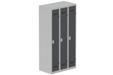 VESTIAIRES MONOBLOC CONFORT - Industrie propre - Vestiaire industrie propre 3 portes (serrure 2 clés) H180xL90xP50cm coffre gris clair/ porte(s) anthracite