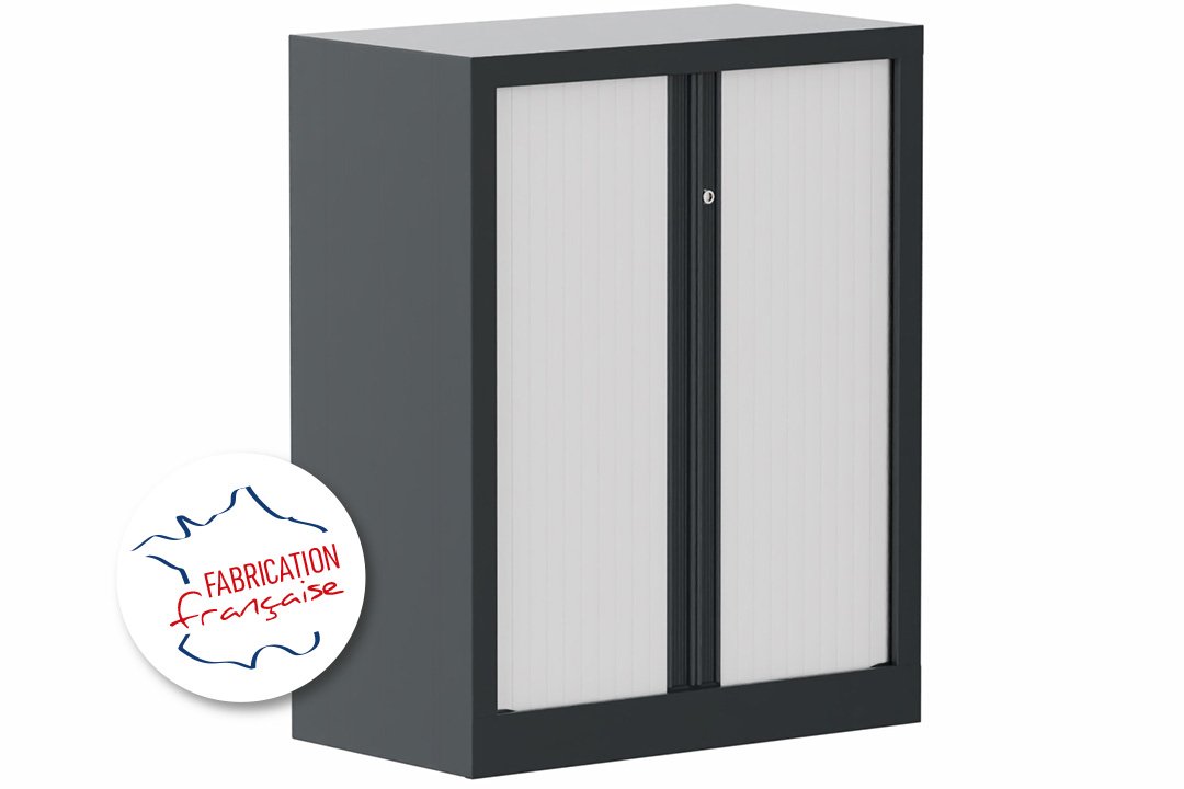 Armoire à rideaux H100xL80cm 2 tablettes