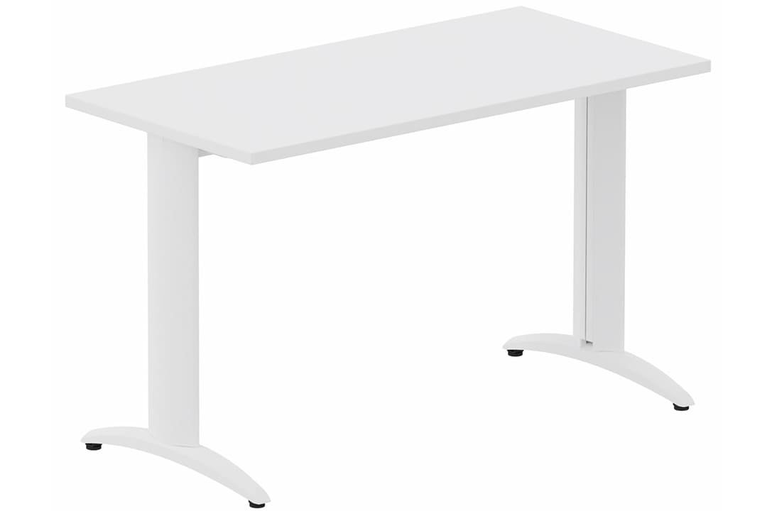 Module composable pied i, L.120xP.60cm, départ, plateau blanc, structure blanc, plateau blanc, structure blanc