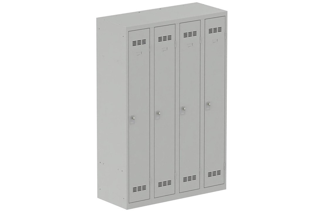 Vestiaire industrie propre 4 portes (fermeture cadenas) H180xL120xP50cm coffre gris clair/ porte(s) gris clair
