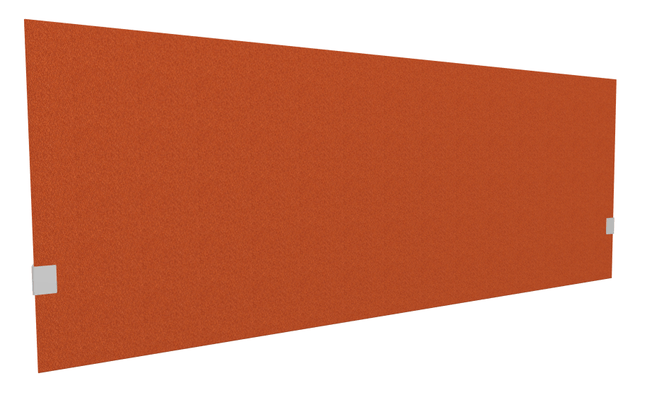 PANNEAUX ECRANS POUR BUREAU DROIT SOLO - Pour bureaux largeur 180 cm - SECRET Panneau-écran acoustique H74cm pour poste solo L.180cm. 2 faces tissu LUCIA coloris orange. pinces de fixation réglables en hauteur coloris aluminium