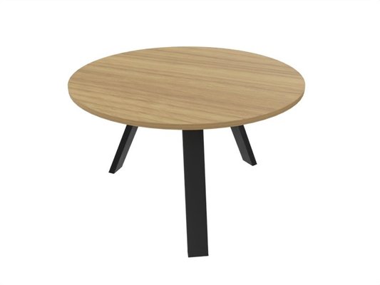 [Pas de famille] - [Pas de sous famille] - X3 Table de réunion diam 120cm. Plateau Noyer et piètement Noir.