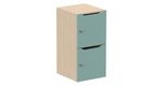 Meuble à cases H.92xL.45xP.50cm - 2 cases H43cm. portes avec découpe en partie haute. serrure à clé