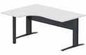 K1 Voile de fond Métal - Plan compact 90° asymétrique 180x120x80/60cm sur pied de soutien - retour à gauche -Finitions : PLATEAUX: BLANC (BL) / PIETEMENTS: ANTHRACITE (AN)