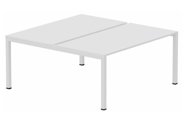 Postes Bench (poste doubles) - SERIE K3 - K3 Bench départ 2 plateaux fixes 140x70cm encombrement 140x145cm, plateau blanc, structure blanc