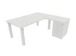 X4 Ensemble de bureau 200x100cm + retour 60x100cm sur caisson porteur bois 3 tiroirs blanc / blanc - sur délai