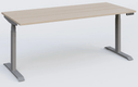 Poste solo 200*80 réglable en hauteur électriquement de 65-130 cm gamme KPro3. Plateau acacia et piètement alu