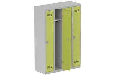 [Pas de famille] - [Pas de sous famille] - Vestiaire industrie propre 4 portes (fermeture cadenas) H180xL120xP50cm coffre gris clair/ porte(s) anis