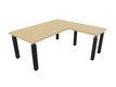 X4- Plan Manager 200x100cm + retour 100x60cm sur pieds (encombrement 200x200cm) Plateau : Chêne (CE) / Piètements : Noir (NG)