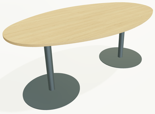 TABLES DE REUNION - Ovale - Table ovale 200x110cm épaisseur 25mm, pieds colonne. Finitions- Plateau : Chêne (CE) / Piètements : noir