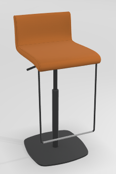 CHAISES ET TABOURETS - Réglables en hauteur - Cocktail, Chaise haute oscillante, réglable 58/83cm. Structure tube embase 38x38cm Epoxy noir, et tissu mosaïc orange mat