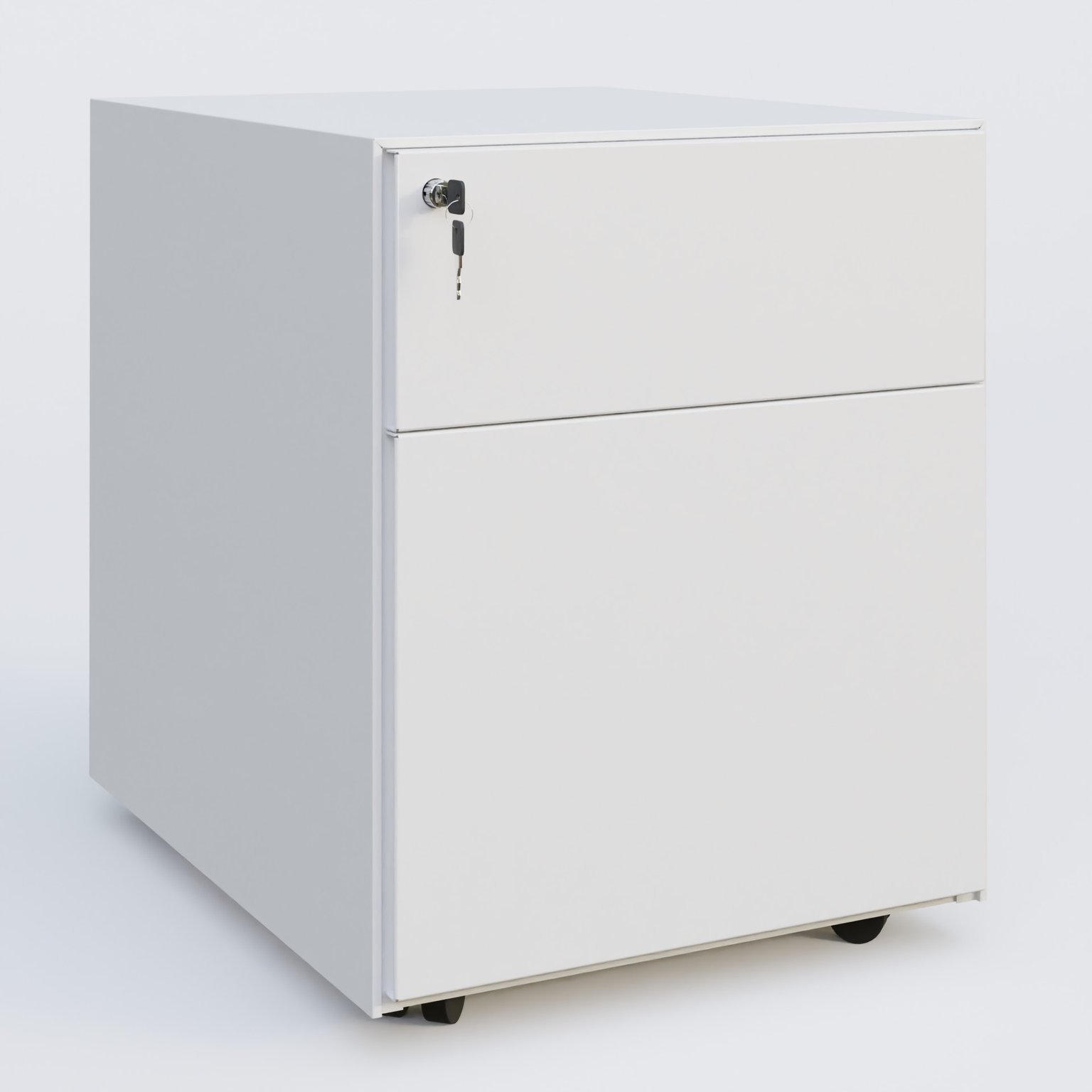 Caisson sur roulette 2 tiroirs blanc RAL 9010
