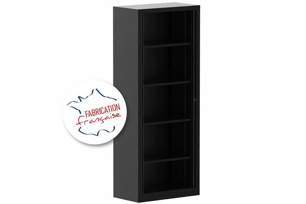 ARMOIRES A RIDEAUX - Largeur 80 cm - Armoire à rideaux 3P H198XL 80XP43 4 Tablettes , coffre noir/ rideaux noir