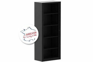 ARMOIRES A RIDEAUX - Largeur 80 cm - Armoire à rideaux 3P H198XL 80XP43 4 Tablettes , coffre noir/ rideaux noir