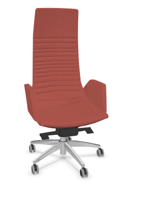 DIRECTION - Fauteuils - KI fauteuil manager haut dossier avec accotoirs tapissés. piétement 5 branches en aluminium poli. revêtement tissu SYNERGY coloris rouge intense