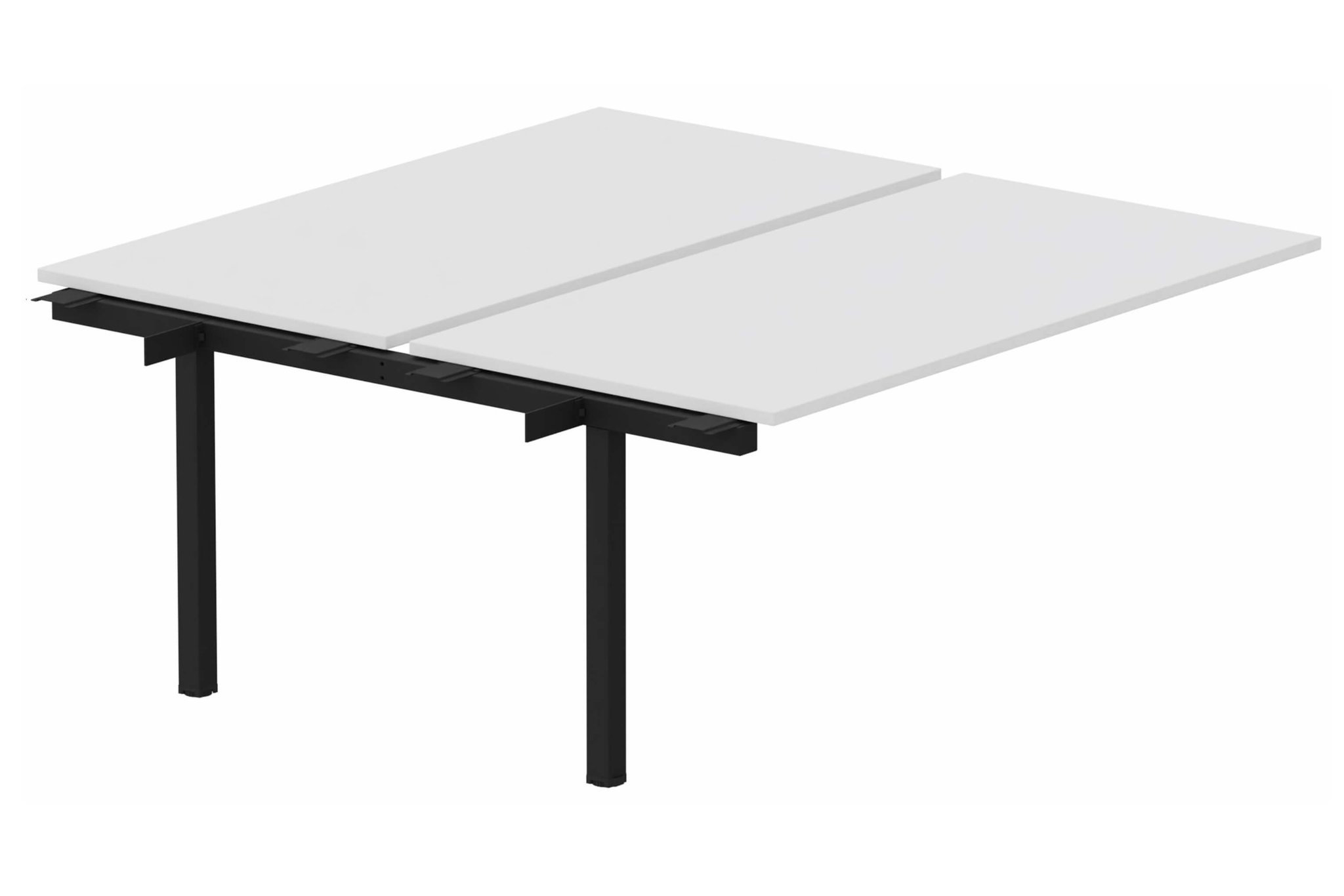 k3 - Bench suivant 2 Plateaux fixes 140x80 (encombrement P165xL140cm) -Finitions : PLATEAUX: BLANC (BL) / PIETEMENTS: NOIR GRAINE MAT (NG ) / 