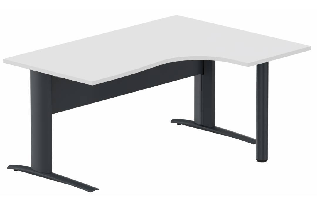 K1 VDF METAL Compact 90° asymétrique 160x120x80/60cm retour à droite sur pied de soutien blanc/anthracite- sur délai