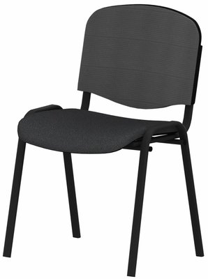VISITEURS ET FONCTIONNELS - 4 Pieds - Joker Mesh - Chaise piétement 4 pieds laqué noir (A).Assise tissu  Lucia Gris foncé YBP (YBP) et dossier résille noir  