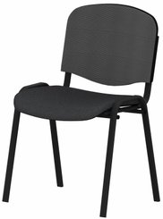 VISITEURS ET FONCTIONNELS - 4 Pieds - Joker Mesh - Chaise piétement 4 pieds laqué noir (A).Assise tissu  Lucia Gris foncé YBP (YBP) et dossier résille noir  