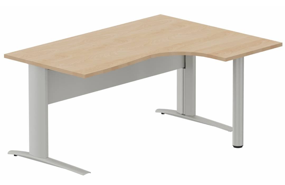 K1 VDF METAL Compact 90° asymétrique 160x120x80/60cm retour à droite sur pied de soutien hêtre/aluminium