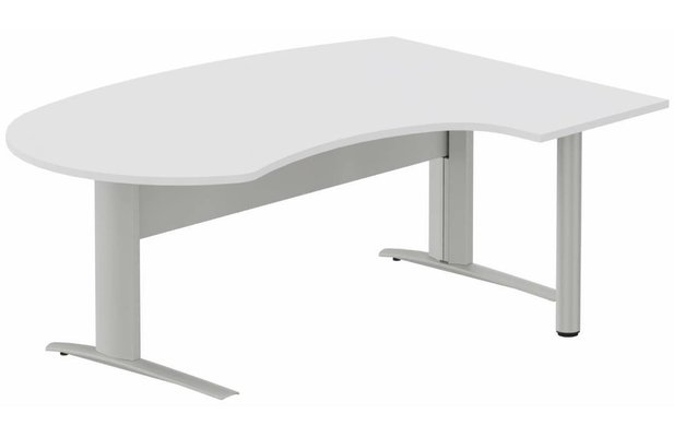 Gamme K1 - Plans compacts - K1 VDF métal compact 90° manager 190x141x104x60cm sur pied de soutien, plateau blanc, structure aluminium