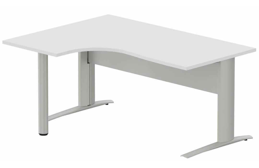 K1 VDF METAL Compact 90° asymétrique 180x120x80/60cm retour à gauche sur pied de soutien blanc/aluminium - sur délai