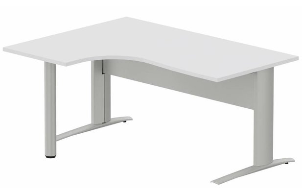 Gamme K1 - Plans compacts - K1 VDF METAL Compact 90° asymétrique 180x120x80/60cm retour à gauche sur pied de soutien blanc/aluminium - sur délai