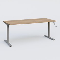 [Pas de famille] - [Pas de sous famille] - Poste solo 160*70 réglable en hauteur manuel 70-116 cm gamme KPro1. Plateau Noyer et pietement Aluminium.