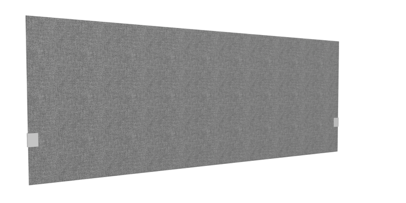 PANNEAUX ECRANS POUR BUREAU DROIT SOLO - Pour bureaux largeur 180 cm - SECRET Panneau-écran acoustique H74cm pour poste solo L.180cm. 2 faces tissu STEP coloris gris clair chiné. pinces de fixation réglables en hauteur coloris aluminium